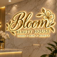 Enseignes murales lumineuses en néon acrylique personnalisées avec logo, lettres 3D et plaques rondes pour salons de beauté et panneaux publicitaires