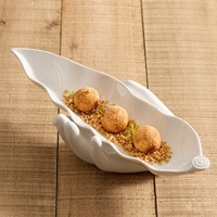 Assiette en céramique en forme de feuille de Bouddha, compatible micro-ondes, haut de gamme, pour hôtels, restaurants, usage commercial, plat de présentation esthétique