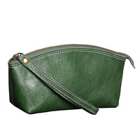 Nouvel Arrivage : Porte-monnaie Pochette Femme en Cuir Véritable avec Fermeture Éclair, Organisateur en Cuir Tanné Végétal