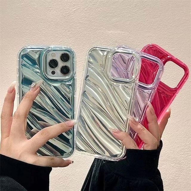 Glitter Electroplated Mirror Laser Paper Water Ripple Style TPU Mobile Phone Case for Iphone X Xr Xs 11 12 13 14 15 16 Pro Max