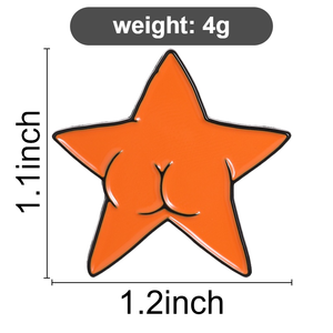 Épinglette émaillée étoile orange amusante avec motif de fesses, badge créatif de meme, broche étoile originale pour sacs à dos et vestes, humour mode - Product Image 6