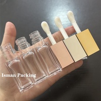 ISMAN Vente en gros de tubes de gloss à lèvres en or rose et argent de 8 ml, grand applicateur, emballage vide pour gloss à lèvres, logo personnalisé, flacon en PET transparent