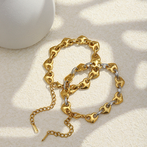 <span class=keywords><strong>Gelang</strong></span> Perhiasan Fashion Dreamshow, <span class=keywords><strong>Gelang</strong></span> Rantai Hati Warna Campur, Perhiasan Baja Anti Karat Berlapis Emas - Product Image 5