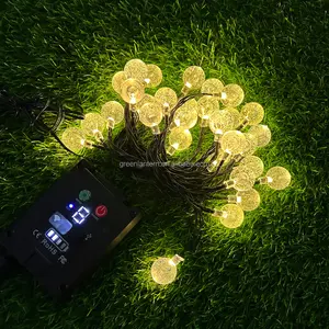 天井太阳能户外发光二极管串灯泡泡球夹式太阳能电池板USB充电带远程30/60/100发光二极管圣诞灯