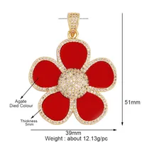 Luxe Classiques Trèfle Feuille Soleil Fleur Zircon Focal Charme Pendentif, Réel 18K Plaqué Or Bijoux Résultats Accessoires Fournitures S01