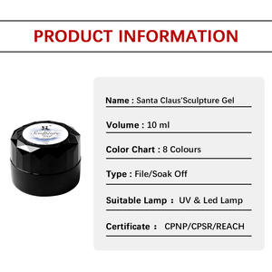 Collection de Noël 2025 Hs, gel de sculpture pour nail art, pot de 10g, 8 couleurs, gel UV 3D pour technicien en ongles - Product Image 2