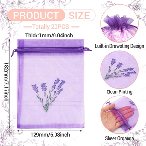 Sachets parfumés à la lavande, désodorisant pour placards et tiroirs, en polypropylène, 5g, fleurs séchées, sac en <span class=keywords><strong>organza</strong></span> violet, logo - Product Image 2