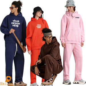 Conjunto Unisex de Sudadera con Capucha y Pantalones de Felpa de 350G, Modelo 2026 Comfort-Core, Estilo Holgado y Combinado <span class=keywords><strong>para</strong></span> Hombre y <span class=keywords><strong>Mujer</strong></span> - Product Image 2