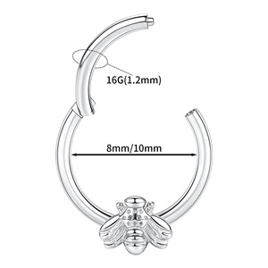 Anneau de nez abeille en acier inoxydable 316, boucle fermée sans soudure, design insecte, bijou de piercing - Product Image 2