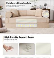 Canapé modulaire convertible pour bébés et enfants en velours côtelé, pas d'assemblage requis, canapé futon pliable