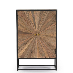 Mueble de Madera de Lujo con Estructura de Acero con Recubrimiento de Polvo Negro, Acabado de Madera Natural, Unidad de Almacenamiento para Sala de Estar u Oficina - Product Image 2
