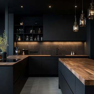 Mueble de Cocina de Madera Maciza de Lujo con Acabado Natural y Encimera de Cuarzo, Juego Completo - Product Image 2