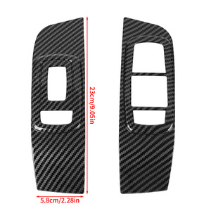 Pegatina decorativa para botón de elevación de puertas y ventanas para Dodge Challenger 15-23, estilo fibra de carbono, kit de molduras adhesivas de ABS - Product Image 2