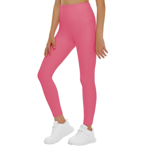 Leggings da allenamento per bambine, <span class=keywords><strong>pantaloni</strong></span> yoga elasticizzati a vita alta per bambini, abbigliamento sportivo per bambini <span class=keywords><strong>con</strong></span> <span class=keywords><strong>tasche</strong></span> per danza e atletica. - Product Image 2