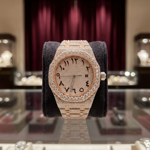 Reloj Mecánico Automático de Lujo con Esfera en Tono Oro Rosa, de Alta Calidad, con Alarma, Correa de Acero Inoxidable con Moissanita, Pantalla Analógica - Product Image 3