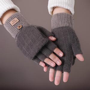 Gants d'hiver tricotés Fulu à demi-doigts, taille unique, chauds pour le cyclisme, l'écriture et les activités de plein air - Product Image 3