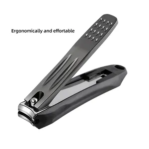 Professional High Quality Stainless Steel Nail Clipper Gold and Black Manicure Tool with Splash Proof Feature for Personal Use