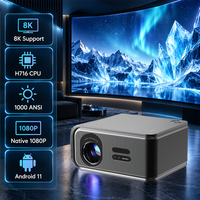 Projecteur 4K 1000 lumens ANSI, Android 11, HD natif 1080P, mise au point automatique, WiFi6, haut-parleurs HiFi 5W*2, projecteur de cinéma maison 1080p
