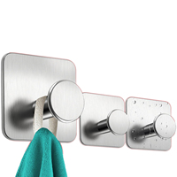 Crochet mural rond carré adhésif pour salle de bain et cuisine, crochets de douche amovibles en acier inoxydable, crochet auto-adhésif pour serviettes de bain