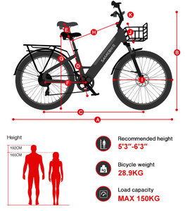 Bicicletta <span class=keywords><strong>Elettrica</strong></span> SAMEBIKE RS-A01 Plus 26 Pollici <span class=keywords><strong>con</strong></span> <span class=keywords><strong>Cestino</strong></span>, Alta Velocità, 48V, per Adulti, Disponibile in Stock UE - Product Image 3
