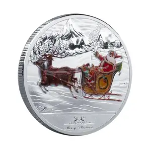 Wholesale Christmas Colored Commemorative Coin Santa Claus Commemorative Medals Christmas Eve Commemorative Customized Coins Med