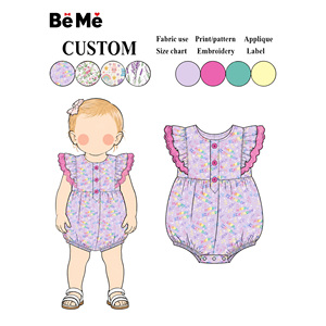 Offerta Speciale: Tutina a Bolle Viola per Bambine con Stampa '<span class=keywords><strong>Buon</strong></span> Compleanno', 0-18 Mesi, con Volant in Pizzo e Spalline, in Morbido Cotone per Feste, Vendita all'Ingrosso - Product Image 1