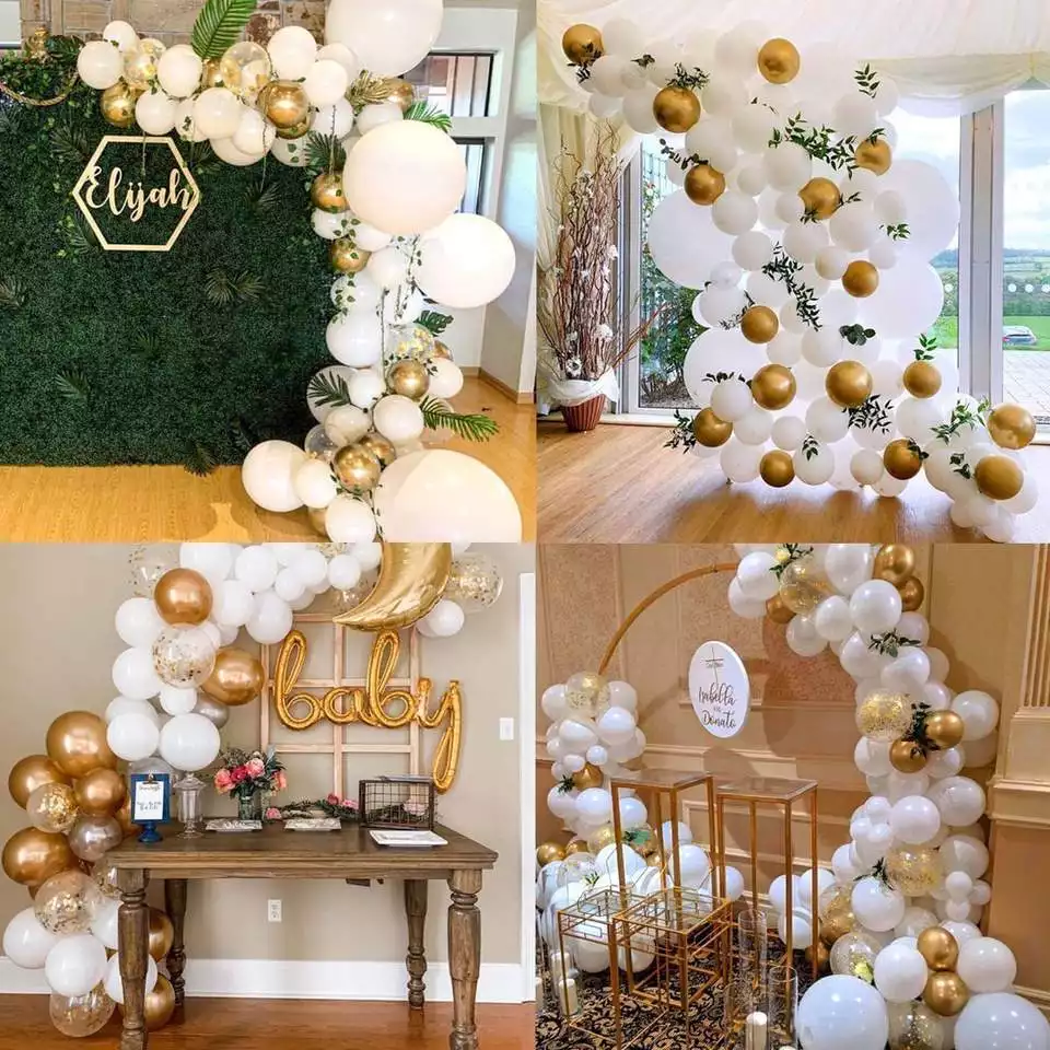 Set Di 2 Archi In Metallo Dorato Per Decorazioni, Altezze 2,5m E 2,1m, Per Matrimoni, Compleanni, Baby Shower, Eventi