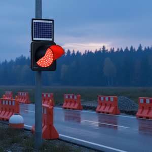 Ileritraffic 30 cm Solar Powered 12V 10mm Red <b>Amber</b> LED <b>Flashing</b> <b>Light</b> 11851 FL S Solar Barricade Warning <b>Light</b> - Product Image 3