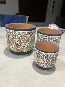 Macetas de cerámica con orificio de drenaje, juego de macetas decorativas modernas para interiores/exteriores para plantas <span class=keywords><strong>suculentas</strong></span>, bambú - Product Image 6