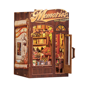CuteBee Music Bookshop Miniature Wooden <b>Puzzle</b> DIY Model Gift With Light And Dust Cover - Product Image 1