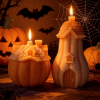 Moule en silicone 3D maison citrouille de qualité alimentaire, idéal pour la fabrication artisanale de bougies et de plâtres DIY pour Halloween et l'aromathérapie - Vente chaude