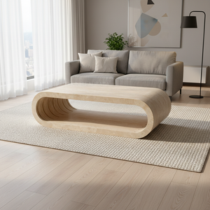 High End Design Natural Beige <strong>Travertine</strong> Modern Roman Coffee <strong>Table</strong> with Storage for Small Spaces Home Furniture - Product Image 1