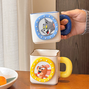 Tom And Jerry <b>Ceramic</b> <b>Mug</b> Blue And Yellow Cartoon Design With Handle Single Cup For Office Or Gift - Product Image 3