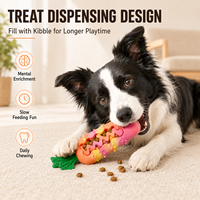 Jouet à mâcher couineur en silicone pour chien, distributeur de friandises en forme de carotte, pour le nettoyage dentaire et l'enrichissement interactif des chiots