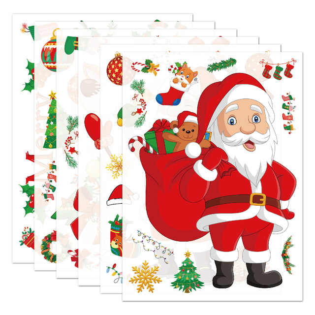 High Quality Christmas Window Wall Stickers Self-Adhesive Tape Move Decorations Winter Door Kiss Cut Waterproof Glass Sticker