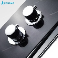 Système de douche à effet pluie en acier inoxydable chromé poli à double poignée, pour usage hôtelier, montage mural, design moderne, avec cartouche céramique KM-6017