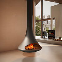 Cheminée suspendue atomisante pour décoration de villa, en acier au carbone, pour intérieur, à vapeur d'eau, 900 mm, à fixation au plafond