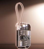 Batterie externe mini 10000mAh PD 22.5W avec câbles doubles intégrés et écran numérique