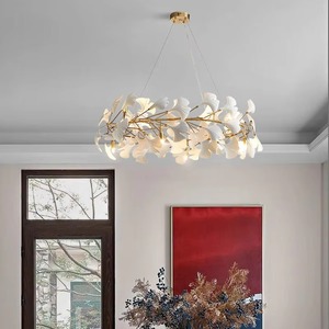 Lámpara Colgante LED Moderna de Lujo con Hojas de Ginkgo, Marco Dorado, para Sala de Estar, Comedor, Vestíbulo de Hotel - Product Image 3