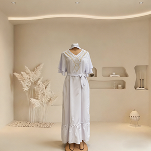 <span class=keywords><strong>Robe</strong></span> Boubou Décontractée à Col en V et Poches, Style Ethnique, Nouvelle Collection 2026, Imprimé Franges, Vente Directe Usine, Prix de Gros - Product Image 4