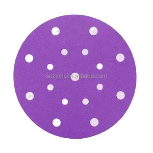 Papier de verre imperméable violet disques abrasifs papier de sable bon marché 125mm 5 pouces crochet et boucle papier abrasif disques abrasifs pour carrosserie de voiture
