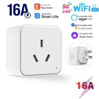 Prise intelligente WiFi SIXWGH double bande 5G et 2,4G, prise murale argentine Tuya, prise AU 16A avec surveillance de la consommation d'énergie, compatible avec Alexa