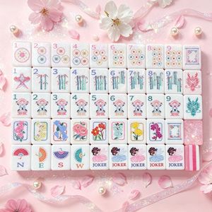 Ensemble de Mahjong en Acrylique Blanc Scintillant 160 Pièces, Motif Fée Phénix Aquarelle, Motif Floral <span class=keywords><strong>Cerf</strong></span>-<span class=keywords><strong>volant</strong></span> Traditionnel, pour Collectionneurs et Amateurs - Product Image 2