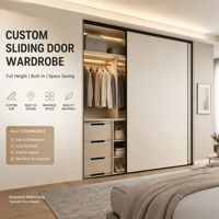 Armoire coulissante moderne sur mesure de grande capacité, du sol au plafond, intégrée à la chambre, supporte la personnalisation OEM pour appartement