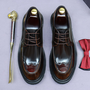 Chaussures habillées pour hommes à bout rond en cuir, style britannique, légères, pour costume, chaussures décontractées vernies pour mariage - Product Image 6