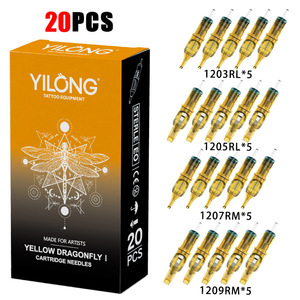Agujas para Cartuchos Yilong Yellow Dragonfly I, 20 Piezas, Equipo de Tatuaje Estéril para Artistas - Product Image 1