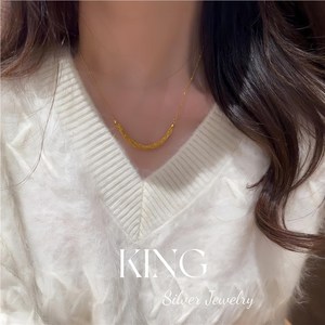 Collier unisexe en argent sterling 925 plaqué or, bijoux King Silver, chaîne de mode pour tous les jours - Product Image 5