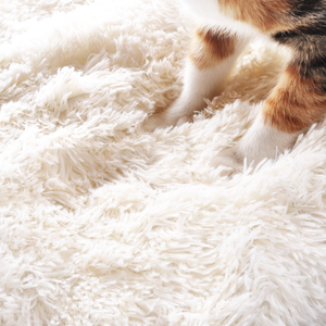 Multifulctional Plush Cat Bed with <b>Button</b> Pet Mat and Pet Bed Double Use with Long Hair Plush Fur Comfortable - Product Image 5