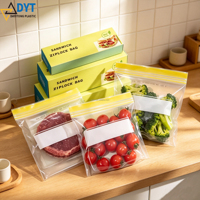 OEM/ODM diepvriesvoedsel opbergzakken, transparante sandwich grip seal plastic ziplock zakken met gekleurde bovenkant