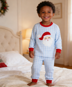 Conjuntos <span class=keywords><strong>de</strong></span> Ropa Navideña para Bebés 2026, Pijamas Infantiles <span class=keywords><strong>de</strong></span> Punto Azul a Cuadros, Ropa <span class=keywords><strong>de</strong></span> Santa Claus para Niños - Product Image 5